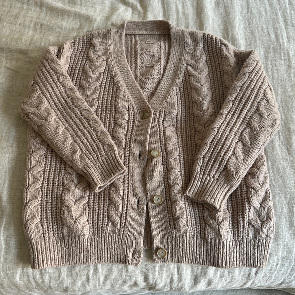 Jenni Kayne Cable Cocoon Cardigan in Blush XXS